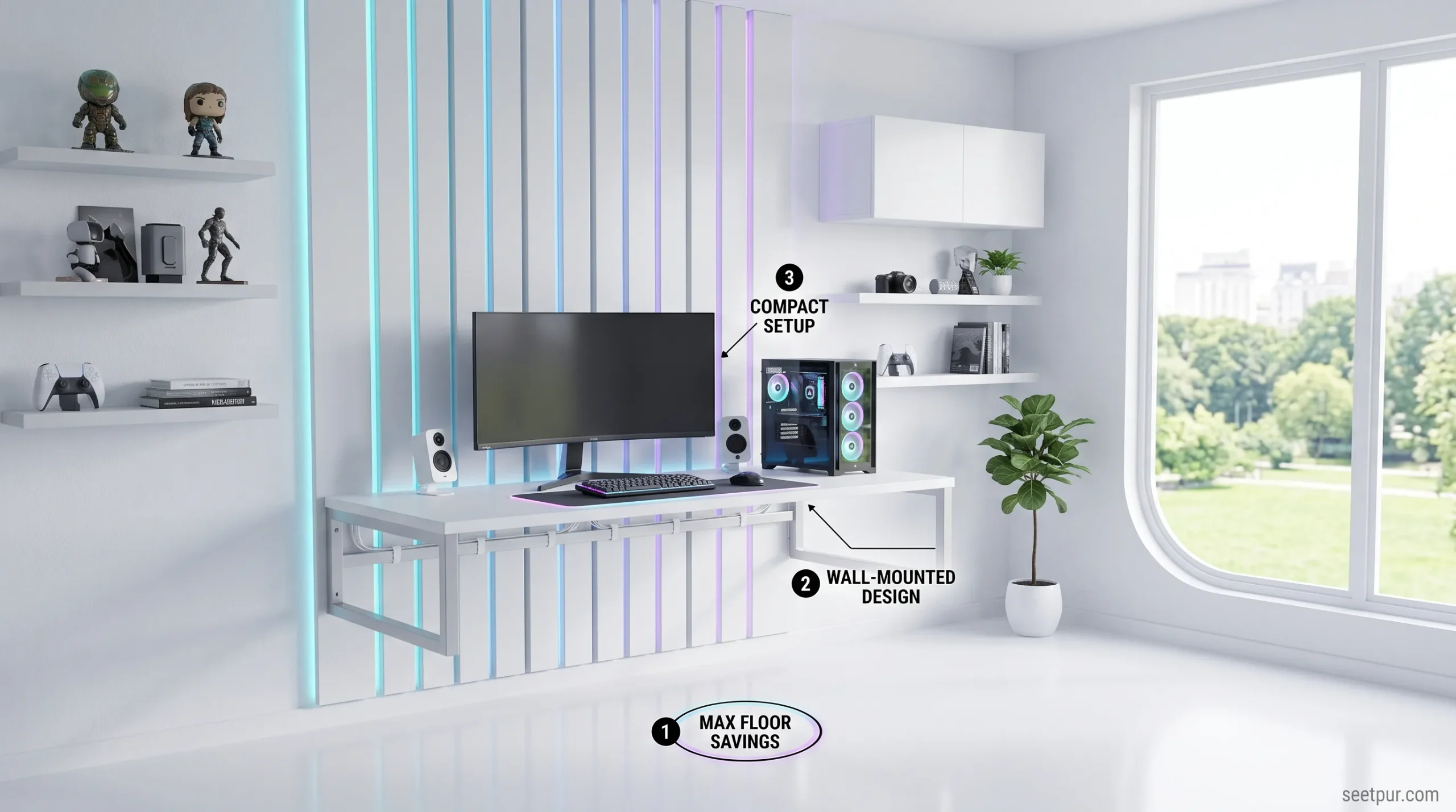 Wall-Mounted Gaming Desk
